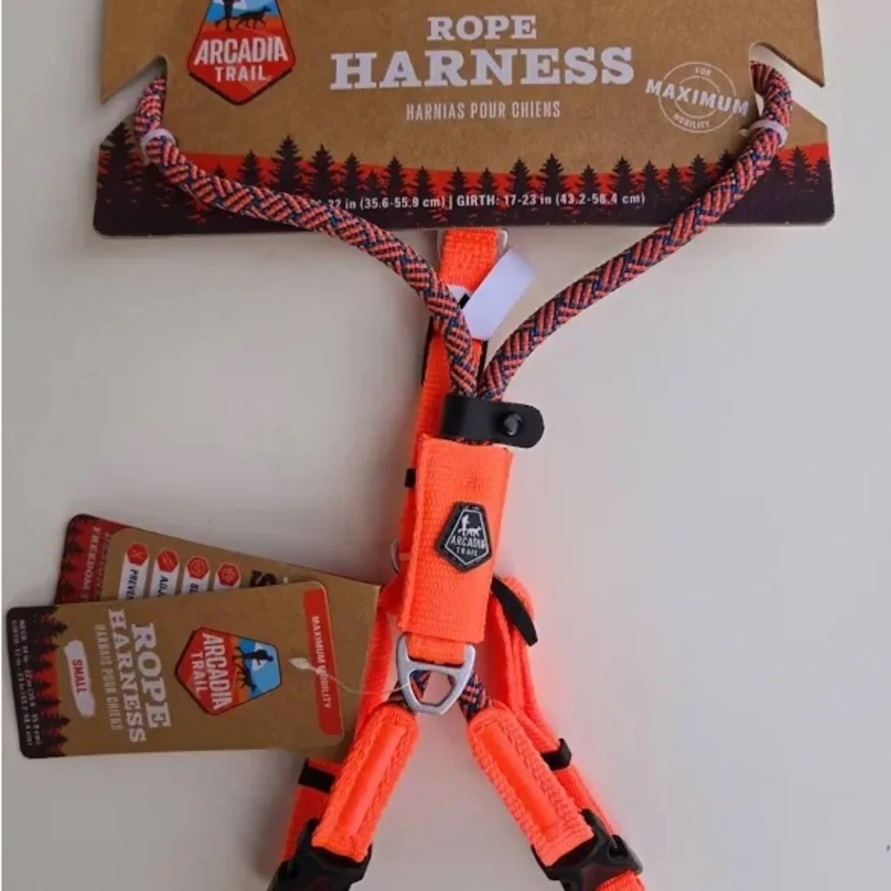 NWT ARCADIA TRAIL DOG HARNESS. Rope Max Mobility Sz S Neck 14-22” Girth 17-23”